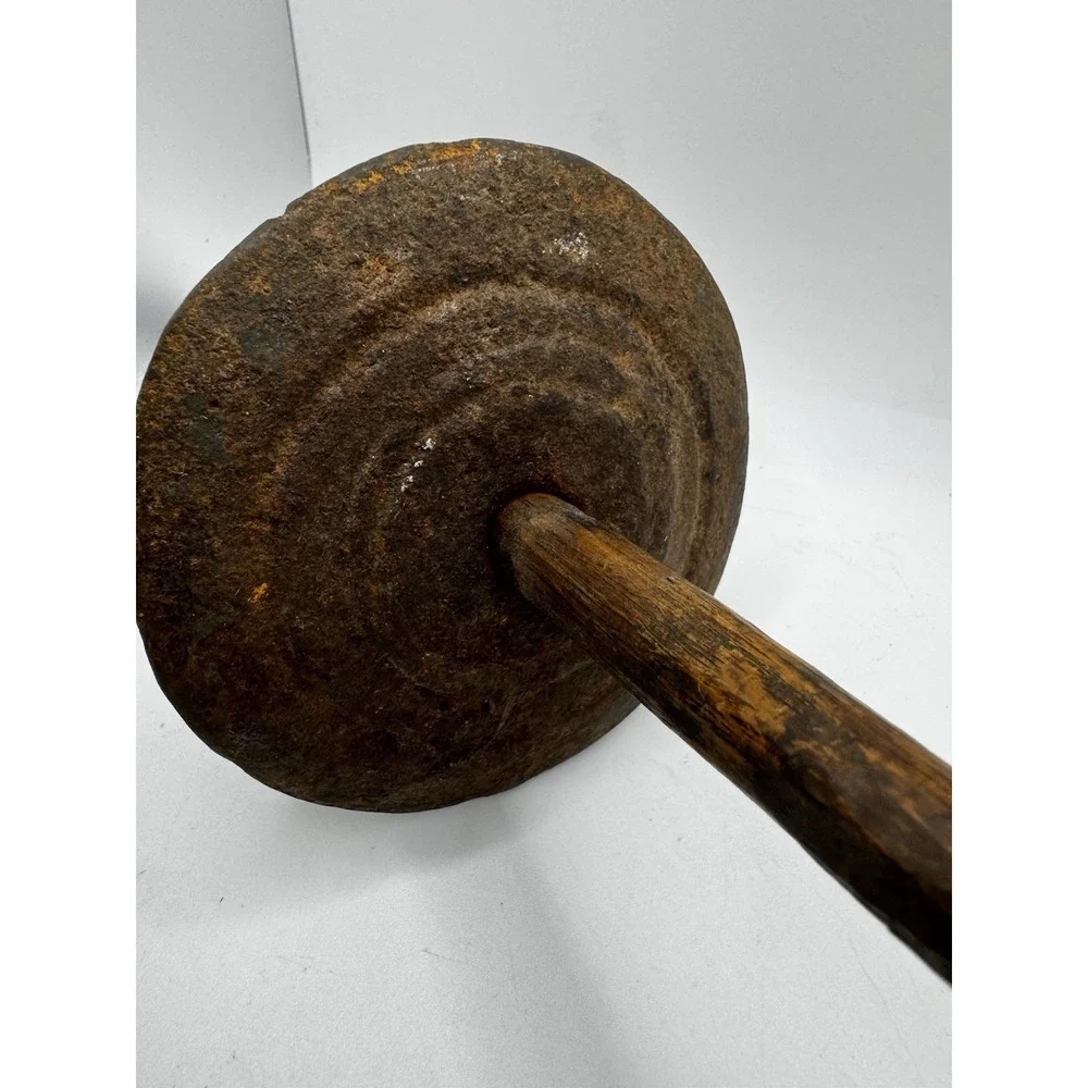 Antique Japanese cast iron and wooden Yagen for grinding medicinal herbs